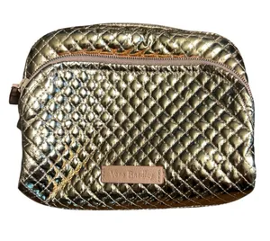 Vera Bradley Metallic Gold Quilted Cosmetic Makeup Bag thumbnail 1