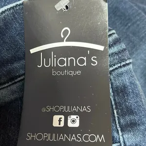 New Julianas Boutique Blue Denim High Rise Rhinestone Fringe Trim Skinny Jeans M thumbnail 6