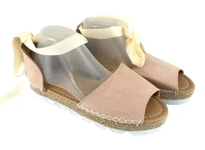Womens D'Orsay Flats Ankle Strap Peep Toe Faux Suede Beige Size 41 US 10 thumbnail 1
