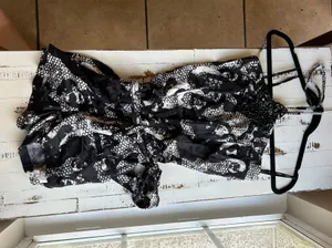 black and white lace print romper thumbnail 6