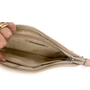 Elliot Luca Anthroplogie Woven Leather Beige Purse Shoulder Bag Small Chain thumbnail 6