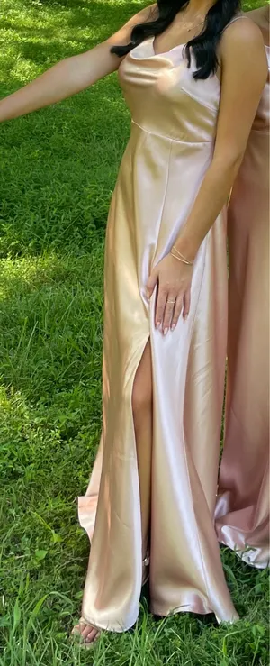 Birdy Grey Lisa Bridesmaid Dress Shiny Satin Rose Gold thumbnail 4