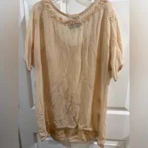 Beige Embroidered Women's Top Tan Size L thumbnail 7