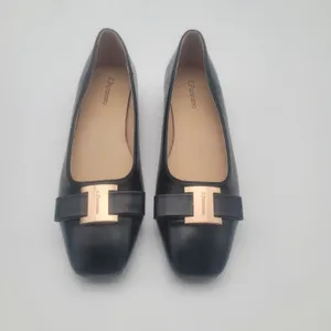 C.Paravano Flats Women Shoes US 7.5 EUR 38 Black Square Toe Metal Buckles Ballet thumbnail 4