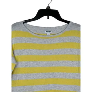 Old Navy Women's Sweater Striped Long Sleeve Lightweight Gray/Yellow Sz.‎ Medium thumbnail 2
