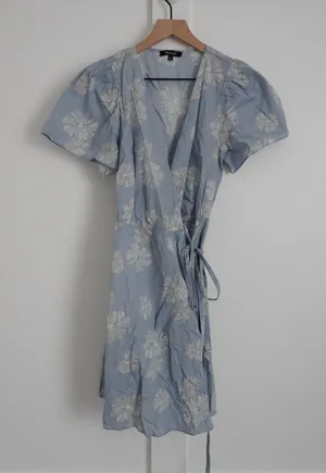 Madewell Blue Floral Wrap Mini Dress thumbnail 1