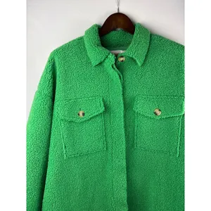 Women’s Good American Size 1/2 Bright Green Sherpa Jacket thumbnail 2