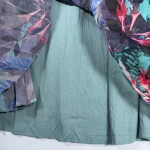Ulla Popken Size-20/22-Tropical Cape Floral Pleated Chiffon Dress‎ Teal thumbnail 11