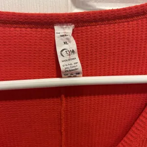 ZYIA Active Red Waffle Knit Henley Top Long Sleeve Thumbholes XL Active Thermal thumbnail 4