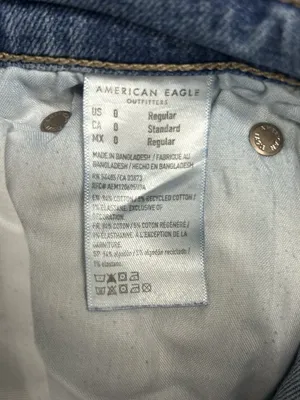 American Eagle Jeans Womens O (26x30) Cargo Super High Rise Baggy Straight Blue thumbnail 4