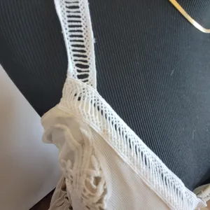 Elegant White And Off White Lace Top Cropped SRV X FTF Sz 1 NWT thumbnail 3