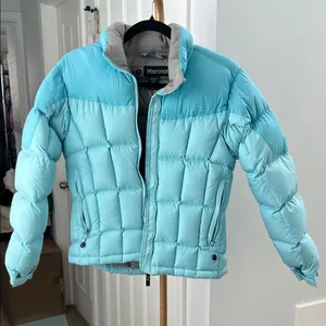 Marmot Goose Down 650 Blue Colorblock Warm Winter Puffer Snow Jacket Women's XS thumbnail 1