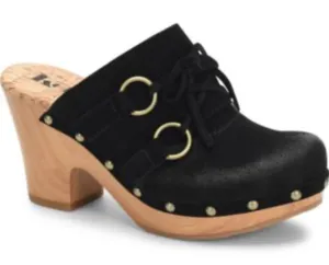 Korks Woodley Black Suede Boho Wooden Platform Clogs Mules Size 10  thumbnail 1