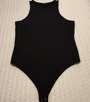 Express Bodysuit Black High Neck Sleeveless Sz L Large thumbnail 1