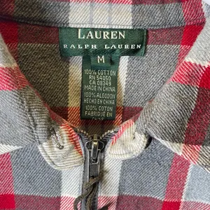 Lauren Ralph Lauren Women's Plaid‎ Flannel Gray Red Pullover 1/4 Zip Size Medium thumbnail 3
