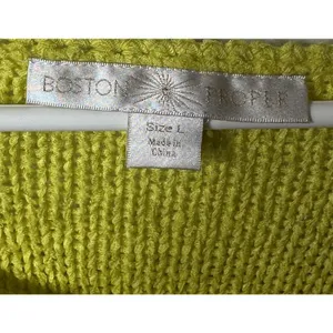 Lime Green Sweater Fringe Hem Bright Size Large~Boho Festival Arts Boston Proper thumbnail 8