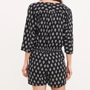 EUC Garnet Hill Shorts Romper Black White Size XL thumbnail 2