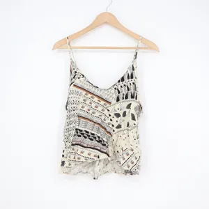 Paper Crane Geometric Abstract Button Front Cami Tank Top Cream Black Large thumbnail 5
