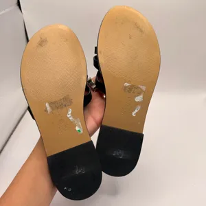 Schutz Black Leather Caged Studded Flat Sandals Size 7.5B Made in Brazil thumbnail 6