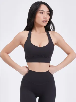 BuffBunny Black Scoop Neck Sports Bra thumbnail 1