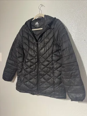 ZeroXposur Black Hooded Quilted Puffer Jacket Coat XL thumbnail 3