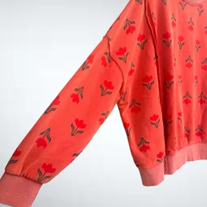 Easel Vintage Floral Print Sweatshirt in Boho Red Size S thumbnail 5