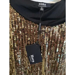 Celebrity Fashion Sequin Dress By Hera Collection Sz S Gold Holiday Party NWT thumbnail 4