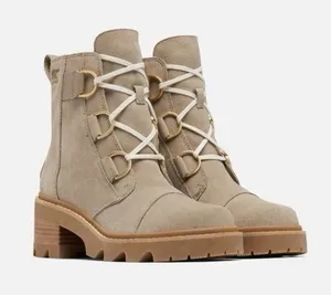 Sorel Joan Now Omega‎ Taupe Suede Waterproof Lace Up Winter Boots thumbnail 1