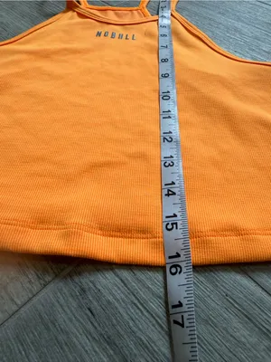 NOBULL Ribbed Halter Cropped Tank Top Orange Gym Athleisure Women's Size Large thumbnail 4