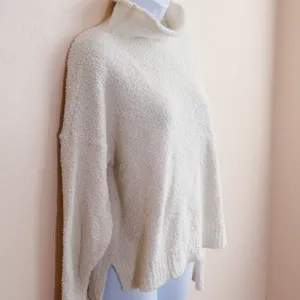 UGG Turtleneck Sweater Womens Large Cream Teddy Knit Plush‎ Cozy Drop Shoulder L thumbnail 6