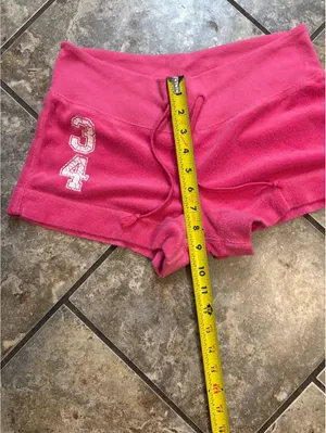 Vintage Y2K DEB Pink Terry Cloth Low Rise Short Shorts Small 34 Varsity thumbnail 2