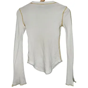 Free People Women’s Size XS White Gold Zipper Cuff Thermal Crewneck Top Shirt thumbnail 6