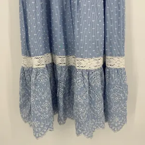 Shabby Chic Maxi Dress‎ Size 12 Blue White Striped Eyelet Lace NWT Cottagecore thumbnail 8