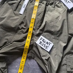 PINK Victoria's Secret Cargo Pants S Olive Green Satin Parachute Relaxed Hi Rise thumbnail 7