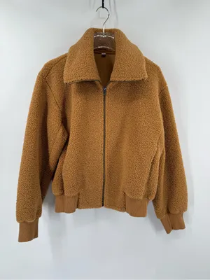 Uniqlo Teddy Fleece Cropped Full Zip Long Sleeve Jacket size medium thumbnail 4