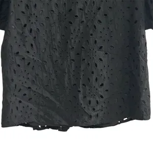 PrettyGarden‎ Women's Black Embroidered Blouse L Long Puff Sleeve thumbnail 11