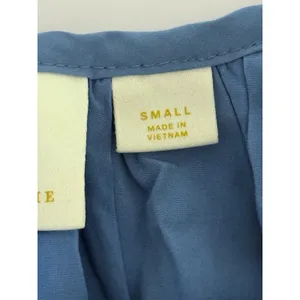 ANTHROPOLOGIE MAEVE SHORT PUFF SLEEVE BUBBLE TIERED BLOUSE SHIRT TOP Small Blue thumbnail 8