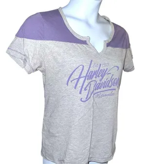 Harley Davidson cute gray tee with purple design! thumbnail 2