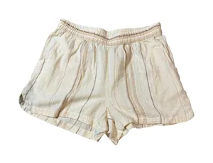 NEW Carve Designs Size Small Cream‎ Brown Striped 100% Organic Cotton Shorts 3" thumbnail 1