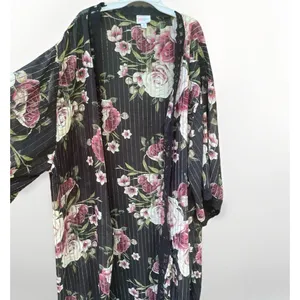 LuLaRoe Black Rose Floral Kimono Lace Duster XL Boho Whimsigoth Resort Cruise Cover Up thumbnail 8