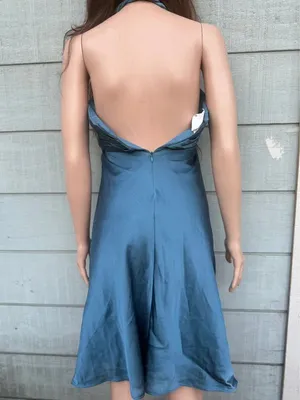 Women’s Davids bridal blue satin halter y2k dress size 2 thumbnail 5