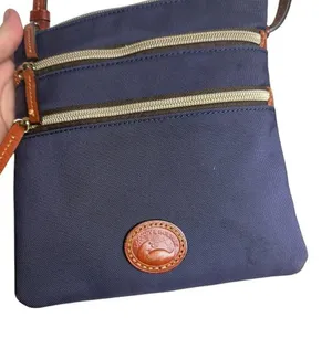 Dooney & Bourke Navy Nylon North South Triple Zip Crossbody Bag thumbnail 1