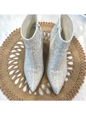 Lulus x Matisse Spirit Silver Rhinestone Pointed Toe Ankle Booties Size 7M thumbnail 3