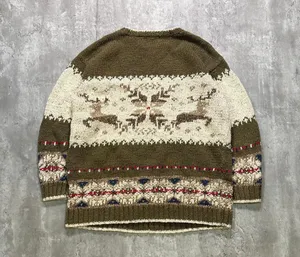 Vintage Style Knitted Reindeer Christmas Sweater thumbnail 2