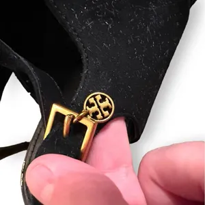 Tory Burch Ashton Black Suede‎ Leather Slingback Kitten Heel Sandal Pumps Sz 9 thumbnail 4