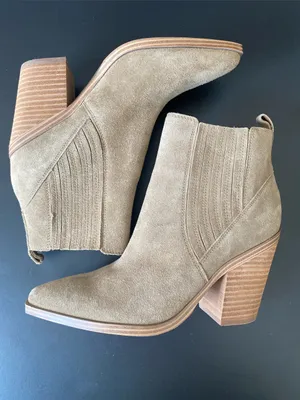 Marc Fisher Oshay Suede Leather Western Pull On Bootie Tan Size 6M thumbnail 6