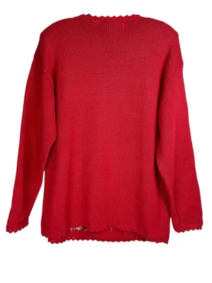 Vintage 90s Tiara International Red Christmas Sweater Sz Medium Teddy Bear Tree thumbnail 2