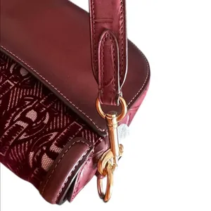 Coach Elle Saddle Bag with Signature Chain Print Style #F38111 in Burgundy Red thumbnail 6