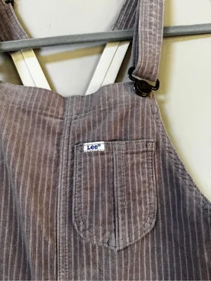 Free People X Lee Vintage Factory Flare Corduroy Overalls mauve Sz Medium thumbnail 11