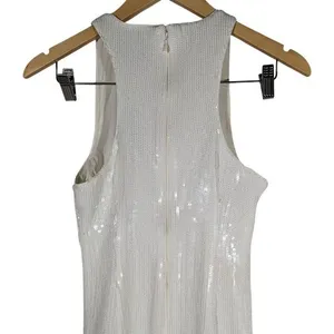 J. Crew Collection White Sequin Fringe Maxi‎ Dress Formal Evening Gown Size 2 thumbnail 4